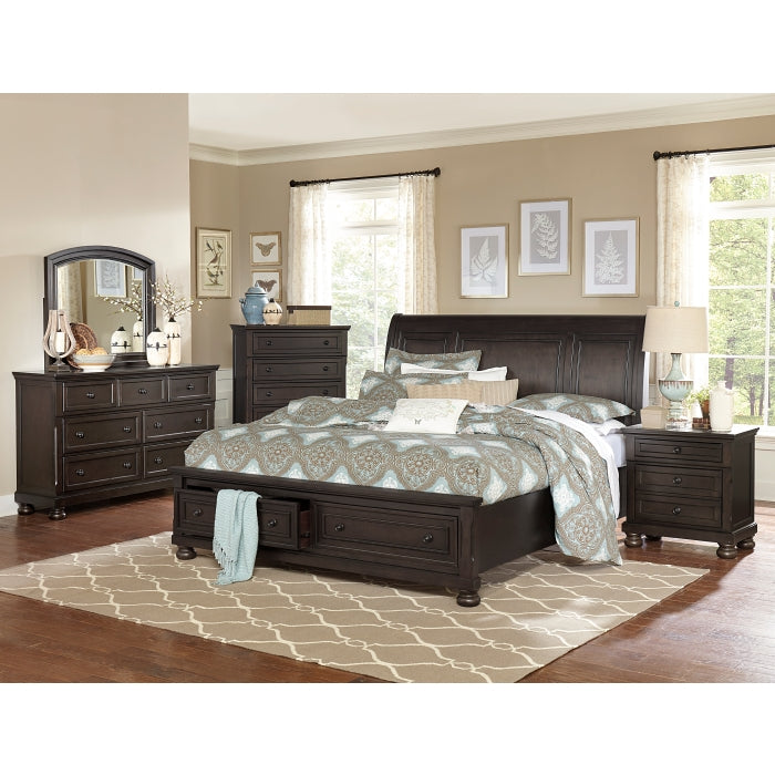 Begonia Grayish Brown Queen Platform Bed With Footboard Storage