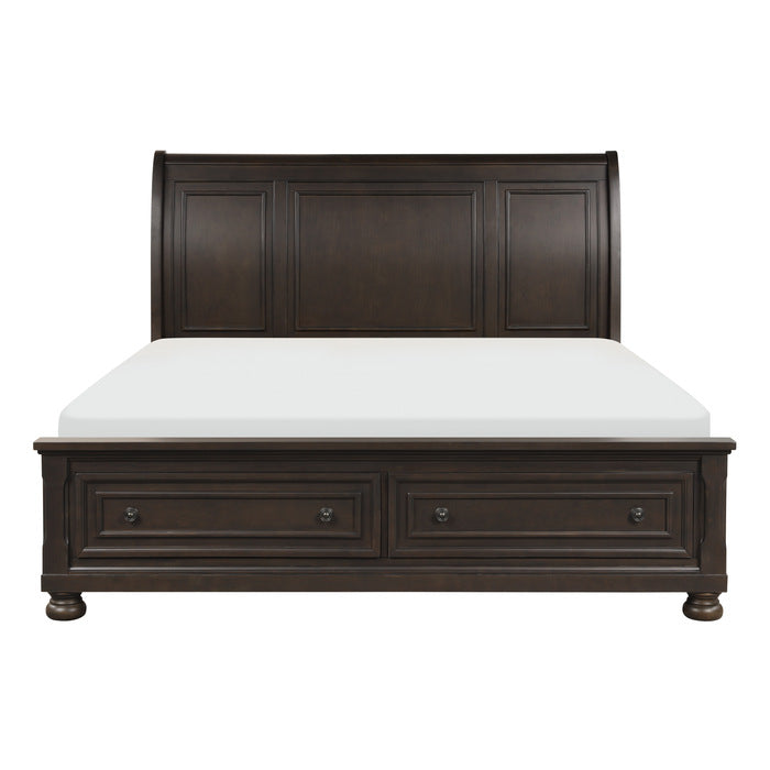 Begonia Grayish Brown Queen Platform Bed With Footboard Storage