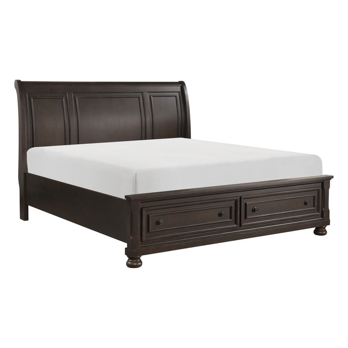 Begonia Grayish Brown Queen Platform Bed With Footboard Storage