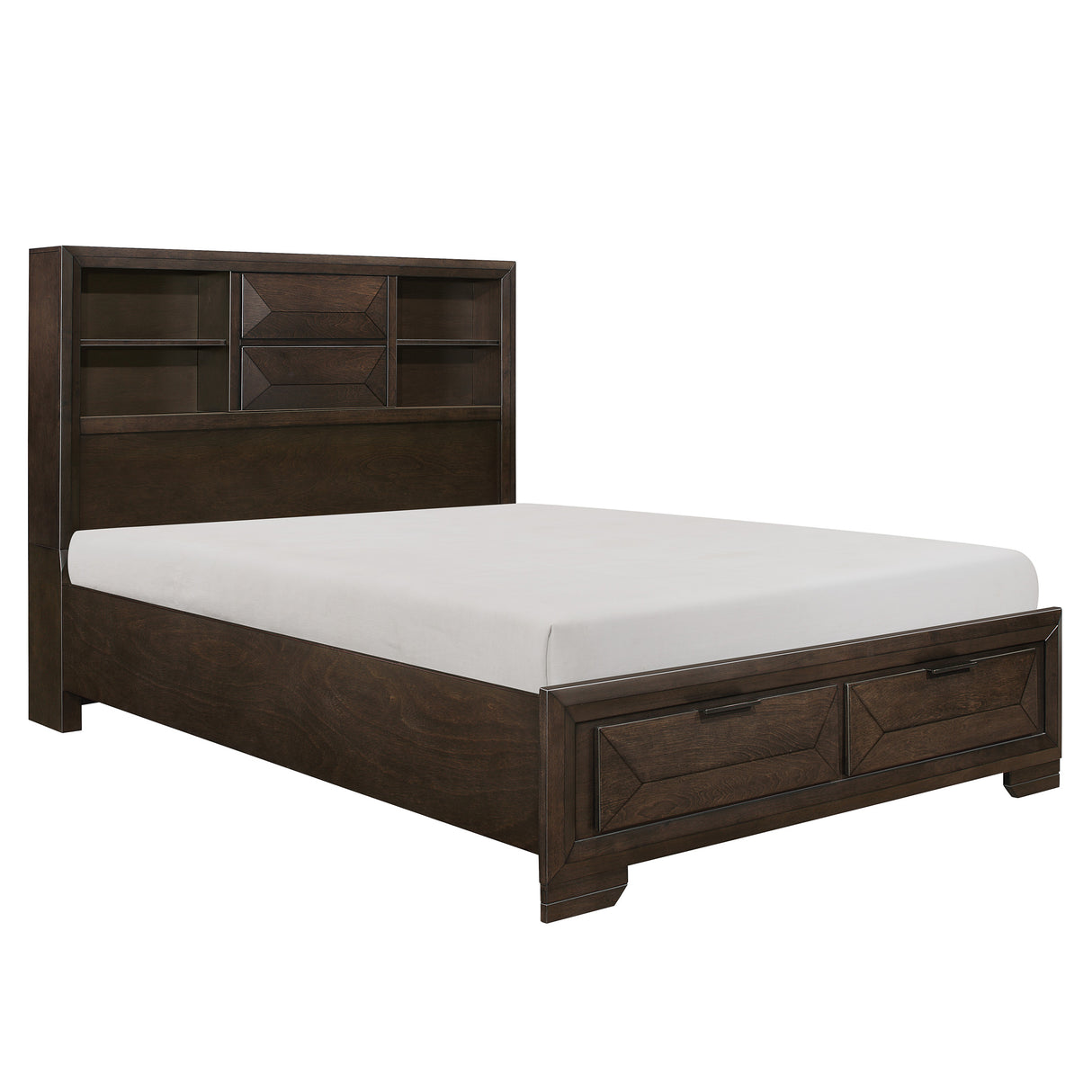 Chesky Warm Espresso Queen Platform Bed With Footboard Storage