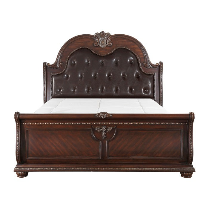 Cavalier Dark Cherry With Gold Tipping California King Sleigh Bed