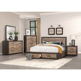 Miter Rustic Mahogany And Dark Ebony Queen Platform Bed With Footboard Storage