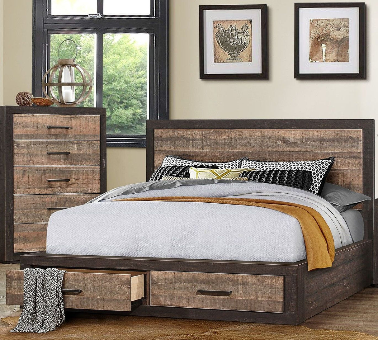 Miter Mahogany And Ebony Platform Storage Bedroom Set