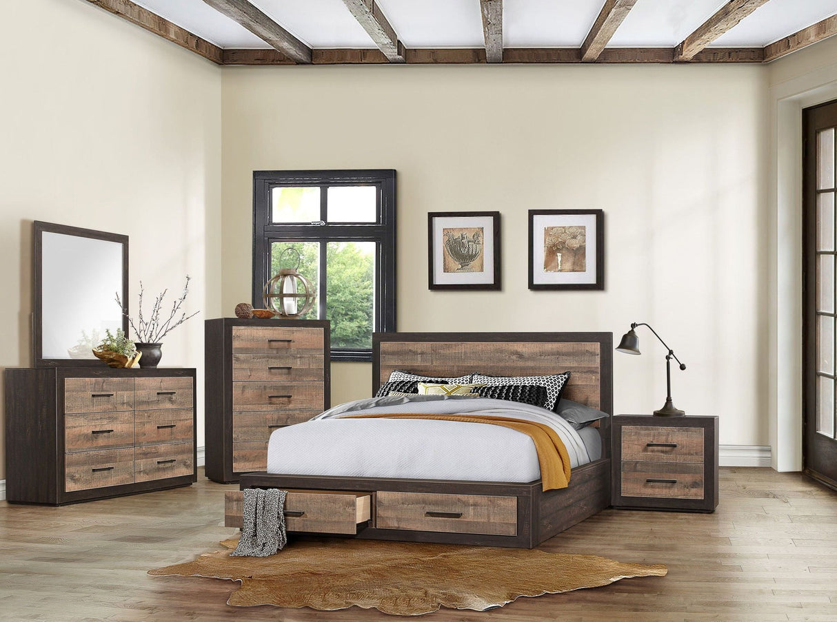 Miter Mahogany And Ebony Platform Storage Bedroom Set