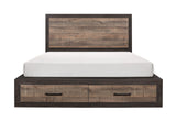 Miter Rustic Mahogany And Dark Ebony California King Platform Bed With Footboard Storage