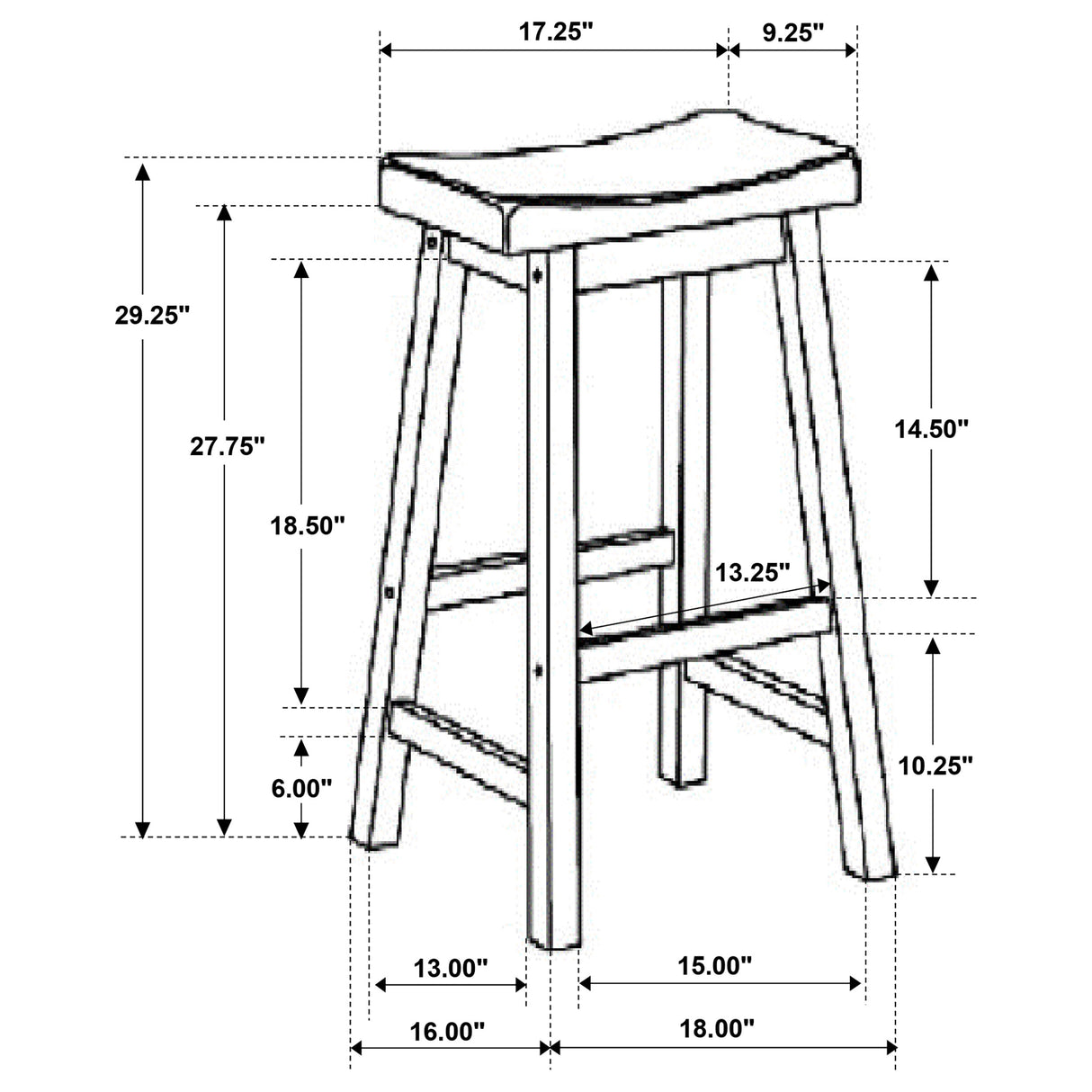 Durant Wooden Bar Stools Black (Set Of 2)