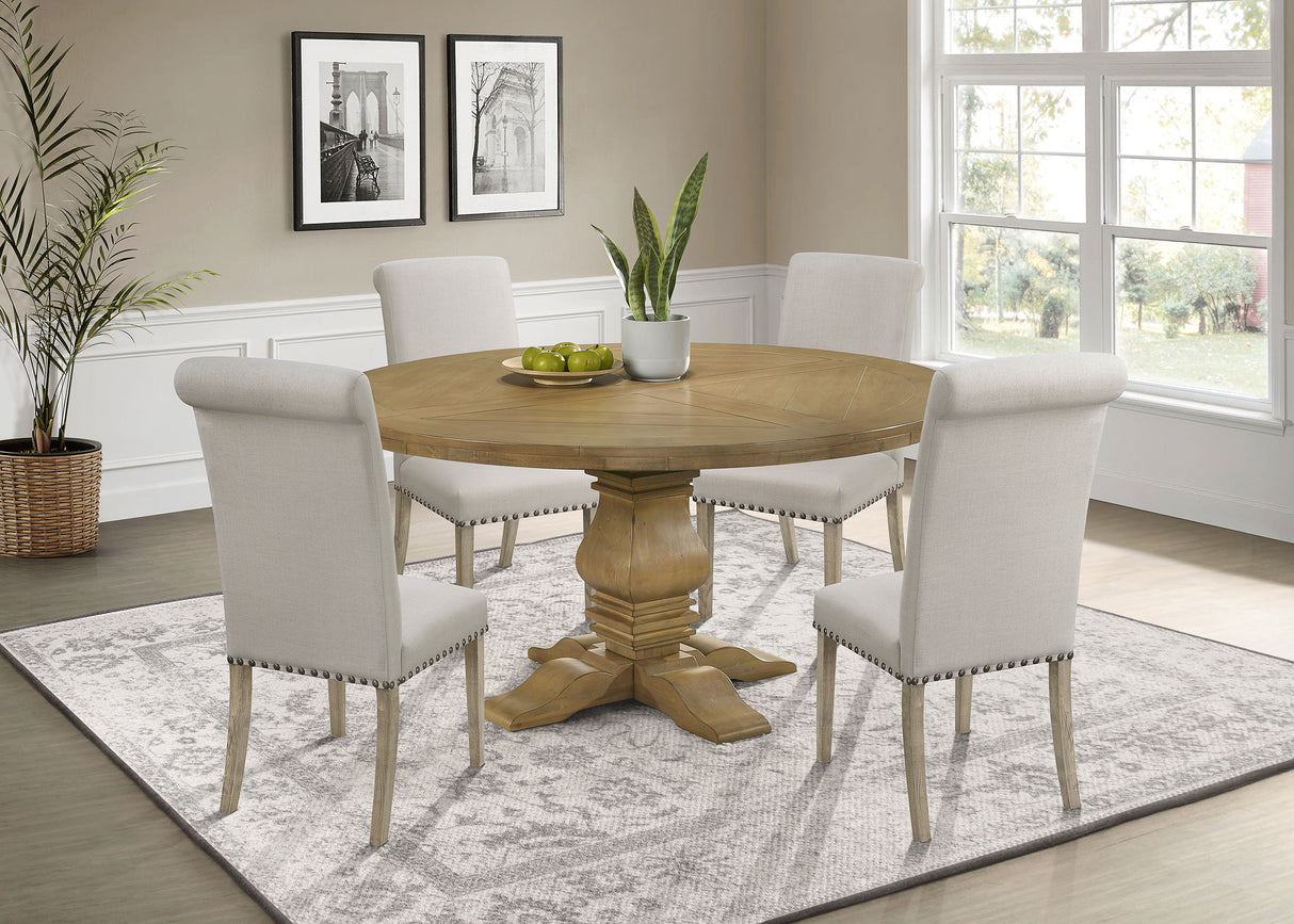 Florence Rustic Honey 5-Piece Round Dining Table Set