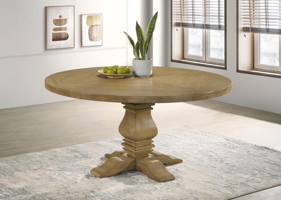 Florence Rustic Honey Round 60-Inch Wood Dining Table