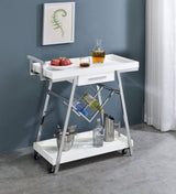 Kinney 1-drawer Engineered Wood Bar Cart White High Gloss