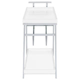 Kinney 1-drawer Engineered Wood Bar Cart White High Gloss