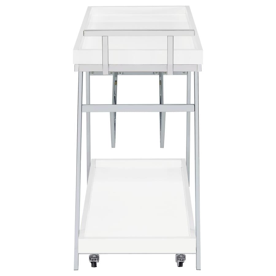 Kinney 1-drawer Engineered Wood Bar Cart White High Gloss