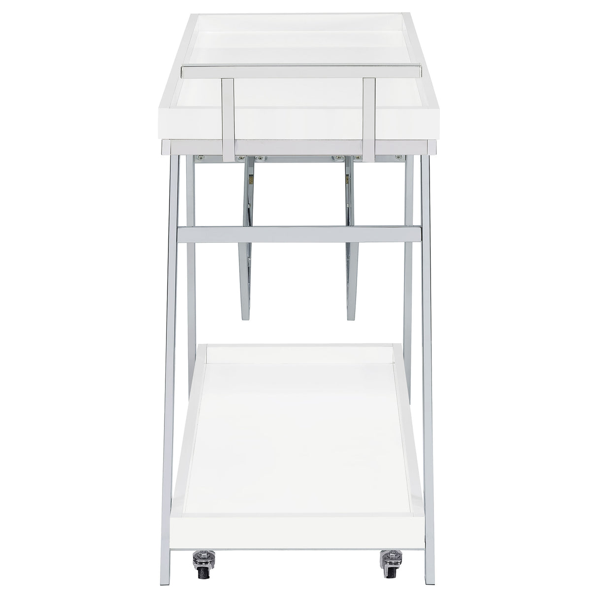 Kinney 1-drawer Engineered Wood Bar Cart White High Gloss