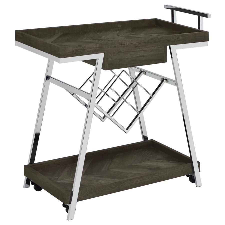 Kinney 1-drawer Engineered Wood Bar Cart Rustic Grey