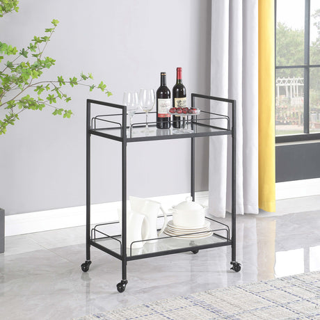 Curltis Serving Cart With Glass Shelves Clear And Black