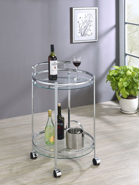 Chrissy Round Glass Bar Cart Chrome