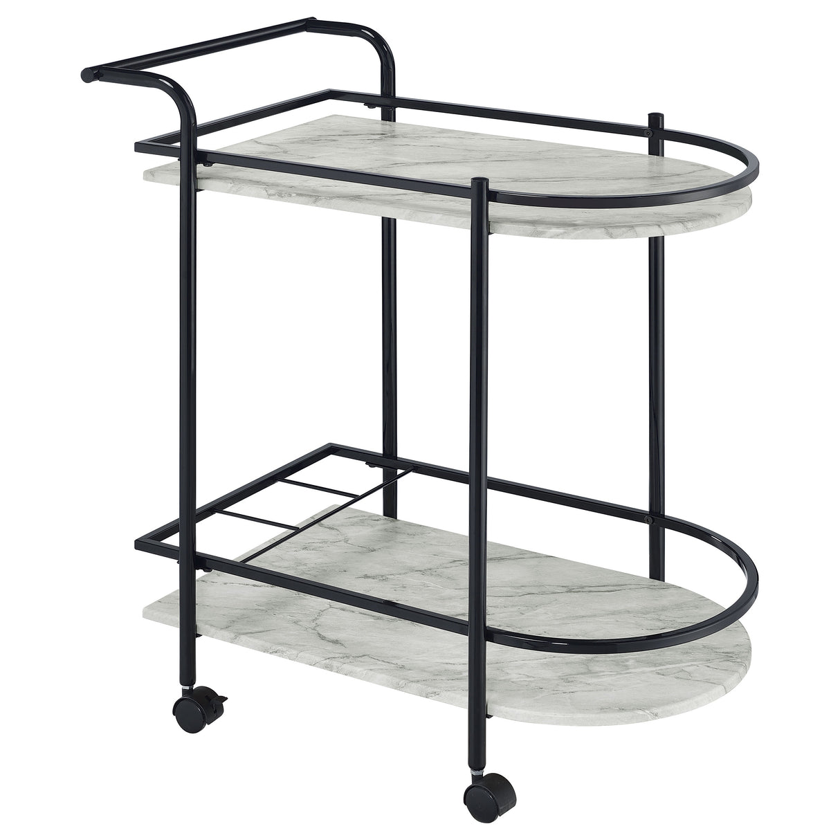 Desiree Rack Bar Cart With Casters Black