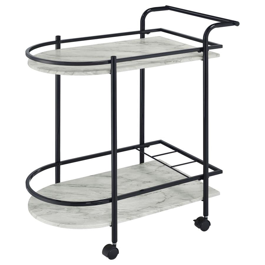 Desiree Rack Bar Cart With Casters Black