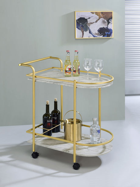 Desiree Rack Bar Cart With Casters Gold