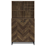 Mendoza 2-Door Wine Cabinet Rustic Oak Herringbone And Gunmetal