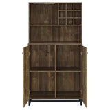 Mendoza 2-Door Wine Cabinet Rustic Oak Herringbone And Gunmetal