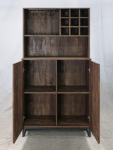 Mendoza 2-Door Wine Cabinet Rustic Oak Herringbone And Gunmetal