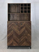 Mendoza 2-Door Wine Cabinet Rustic Oak Herringbone And Gunmetal