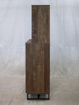 Mendoza 2-Door Wine Cabinet Rustic Oak Herringbone And Gunmetal