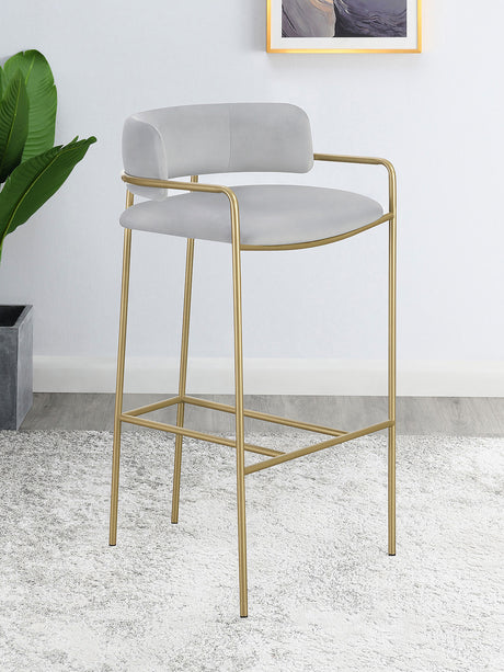 Comstock Upholstered Low Back Stool Grey And Gold