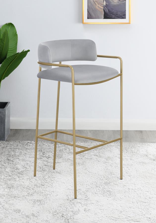 Comstock Upholstered Low Back Stool Grey And Gold