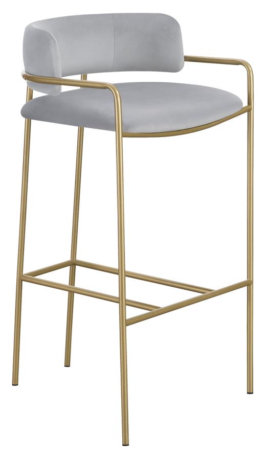 Comstock Upholstered Low Back Stool Grey And Gold