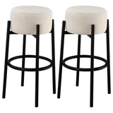 Leonard Upholstered Backless Round Stools White And Black (Set Of 2)