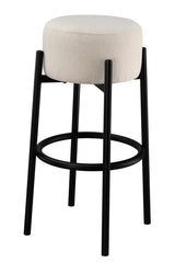 Leonard Upholstered Backless Round Stools White And Black (Set Of 2)