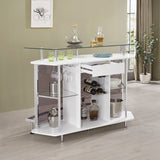 Gideon White High Gloss Curved Glass Top Home Bar Cabinet