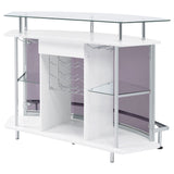 Gideon White High Gloss Curved Glass Top Home Bar Cabinet