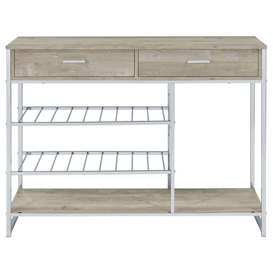 Melrose 2-drawer Home Bar Storage with Wine Rack Grey