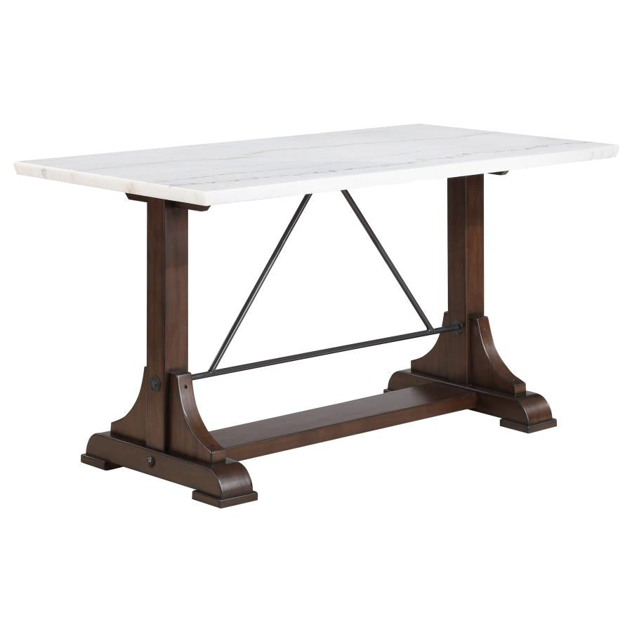 Aldrich White 66-Inch Marble Top Counter Height Dining Table