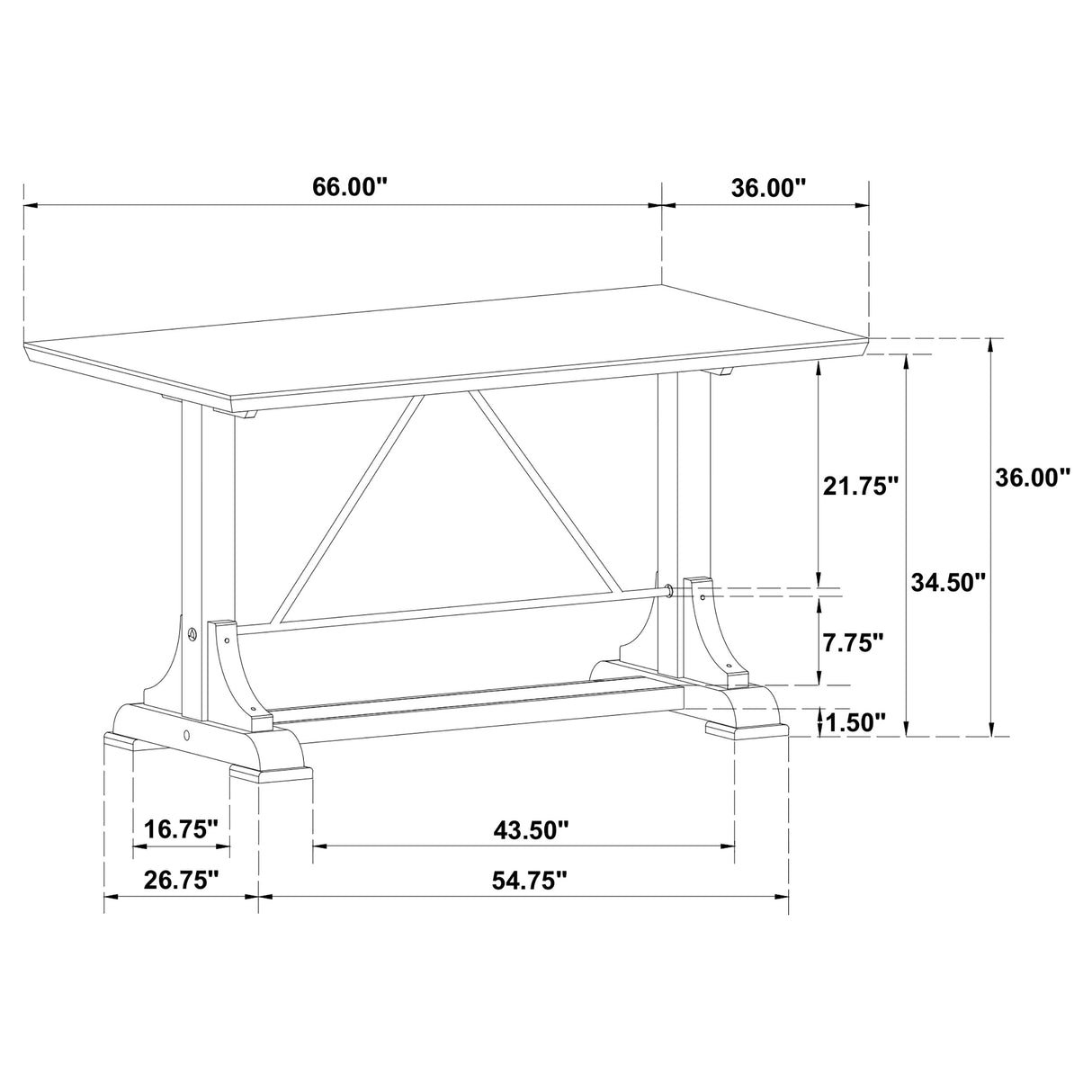 Aldrich White 66-Inch Marble Top Counter Height Dining Table