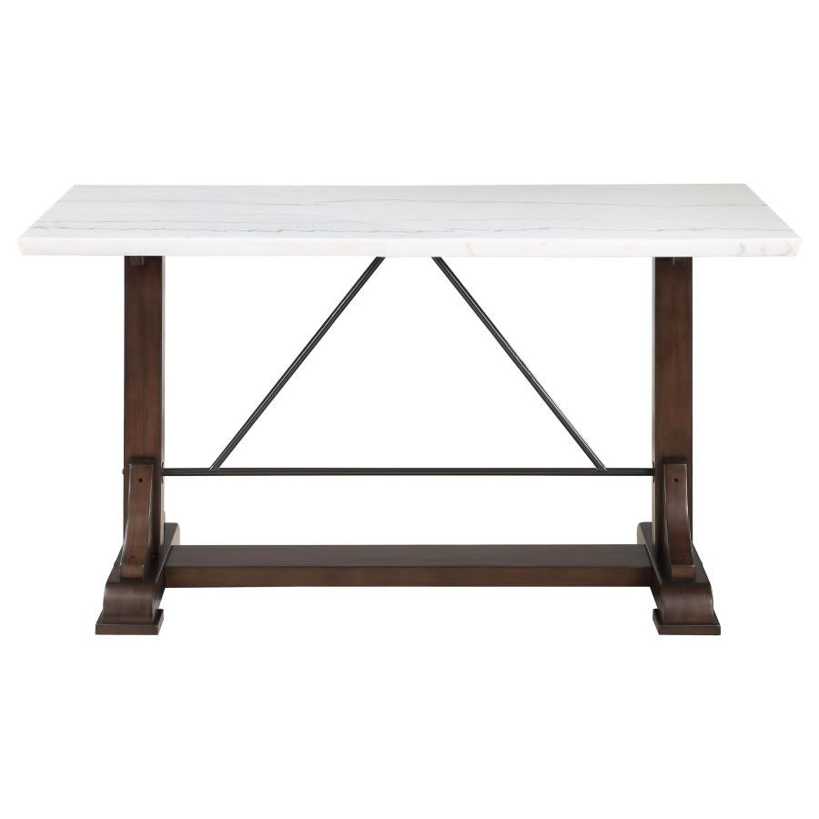 Aldrich White 66-Inch Marble Top Counter Height Dining Table