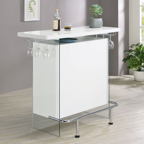 Acosta Rectangular Bar Unit With Footrest And Glass Side Panels