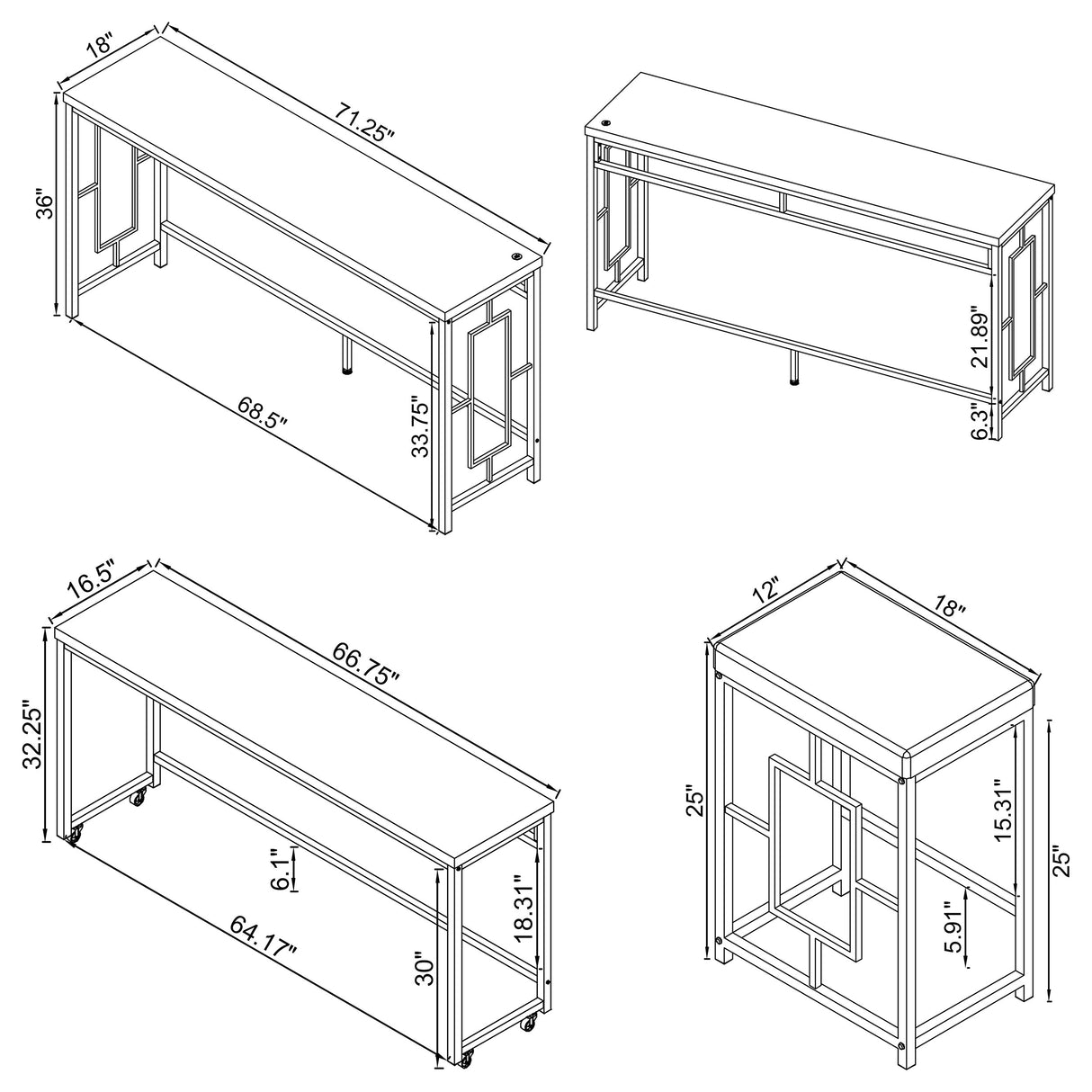 Jackson 5-piece Multipurpose Counter Height Table Set White