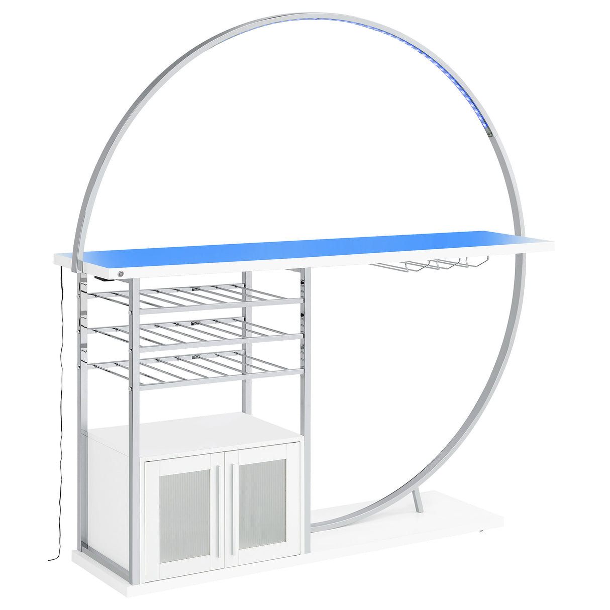 Risley 2-door Circular LED Home Bar Cabinet White High Gloss