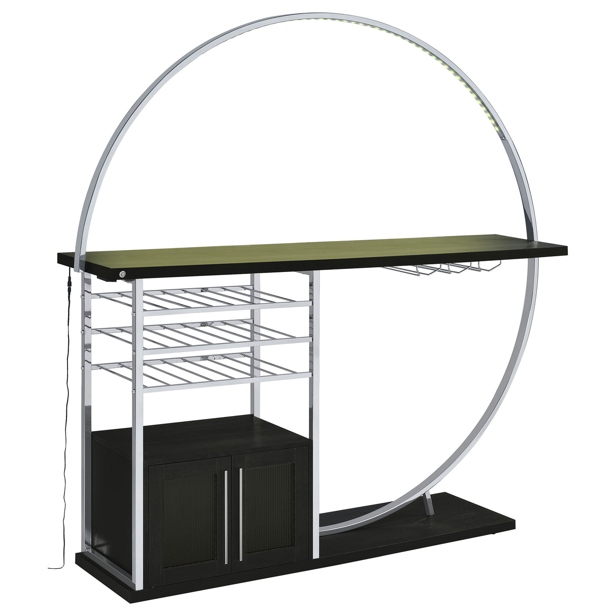 Risley 2-door Circular LED Home Bar Cabinet Dark Charcoal