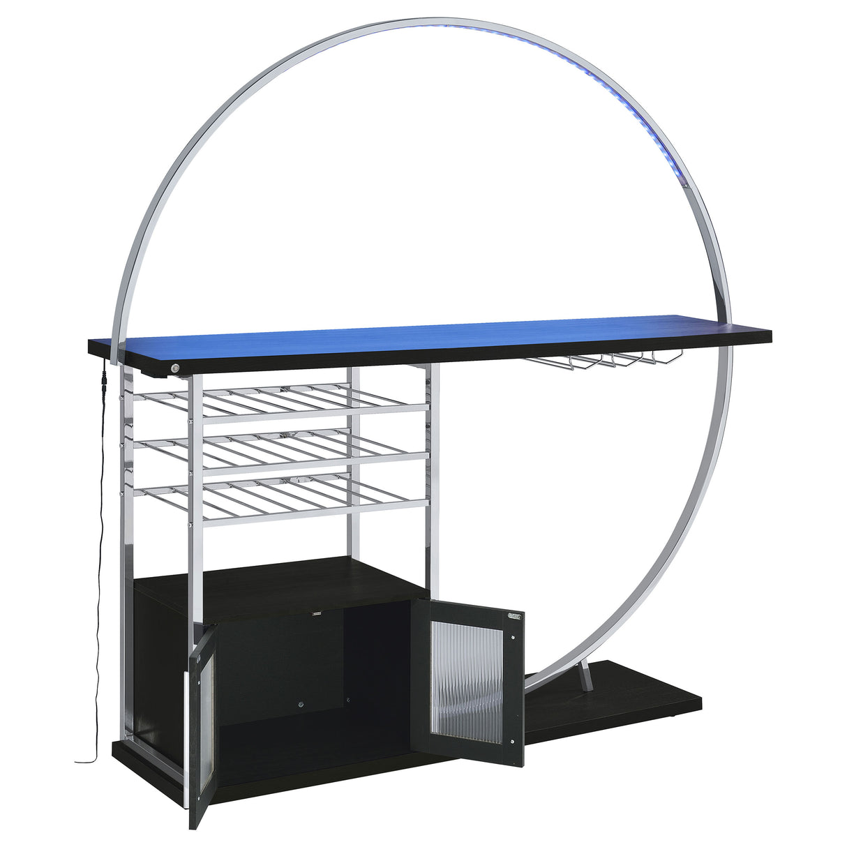 Risley 2-door Circular LED Home Bar Cabinet Dark Charcoal