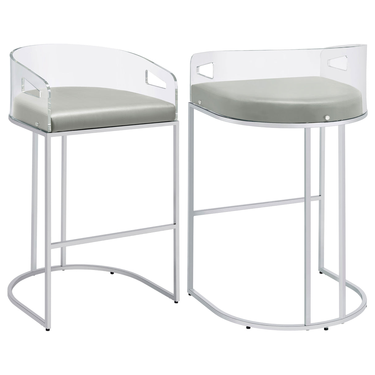 Thermosolis Acrylic Back Bar Stools Grey And Chrome (Set Of 2)