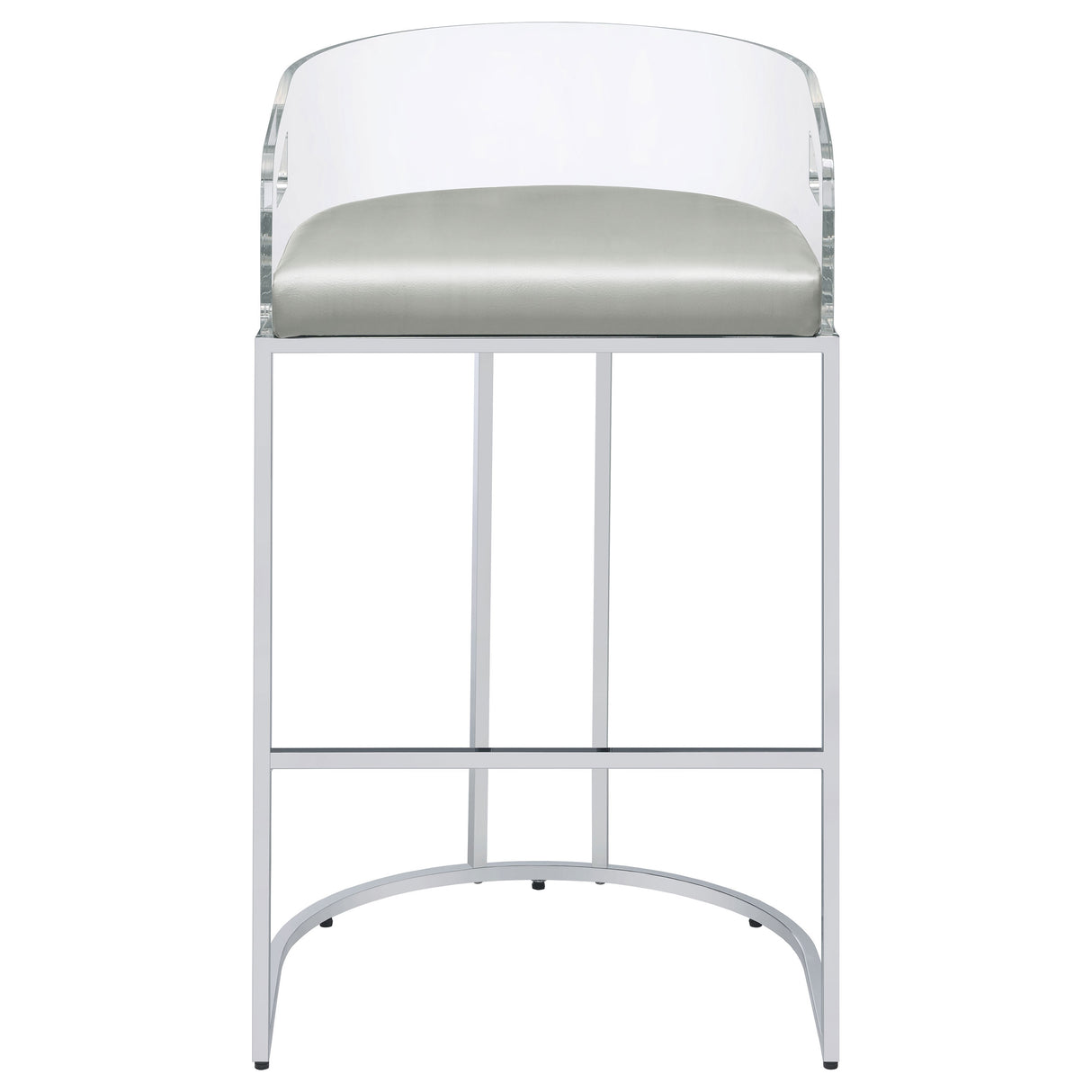 Thermosolis Acrylic Back Bar Stools Grey And Chrome (Set Of 2)