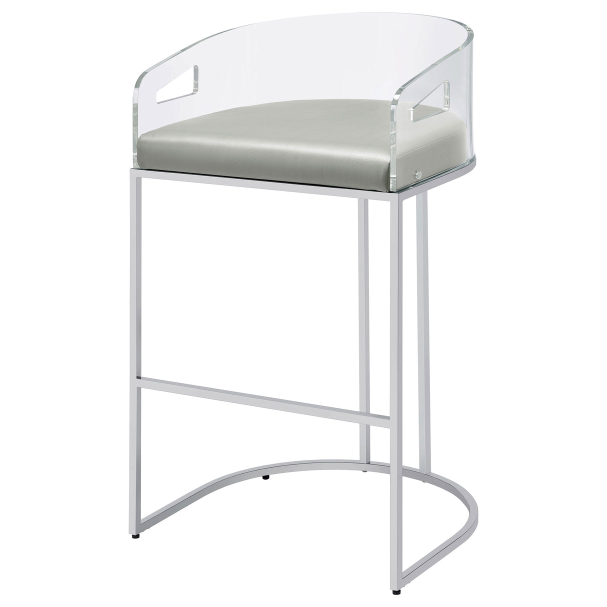 Thermosolis Acrylic Back Bar Stools Grey And Chrome (Set Of 2)