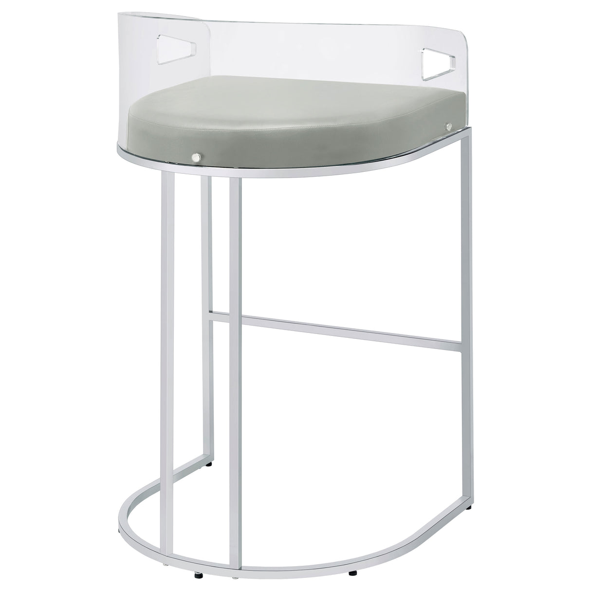 Thermosolis Acrylic Back Bar Stools Grey And Chrome (Set Of 2)