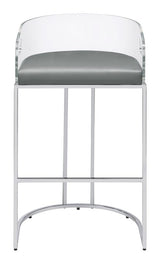 Thermosolis Acrylic Back Bar Stools Grey And Chrome (Set Of 2)