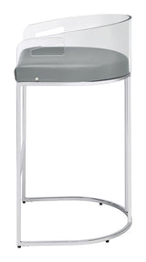 Thermosolis Acrylic Back Bar Stools Grey And Chrome (Set Of 2)