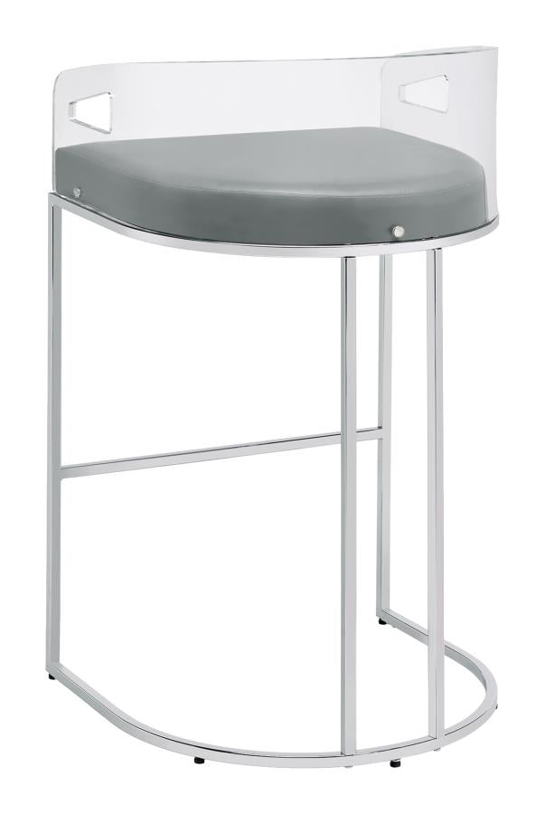 Thermosolis Acrylic Back Bar Stools Grey And Chrome (Set Of 2)